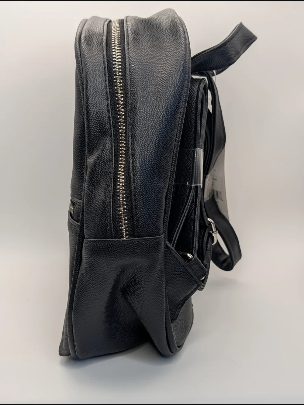 CXL by Christian Lacroix Black Pebbled Backpack Zip Top Silver Hardware
